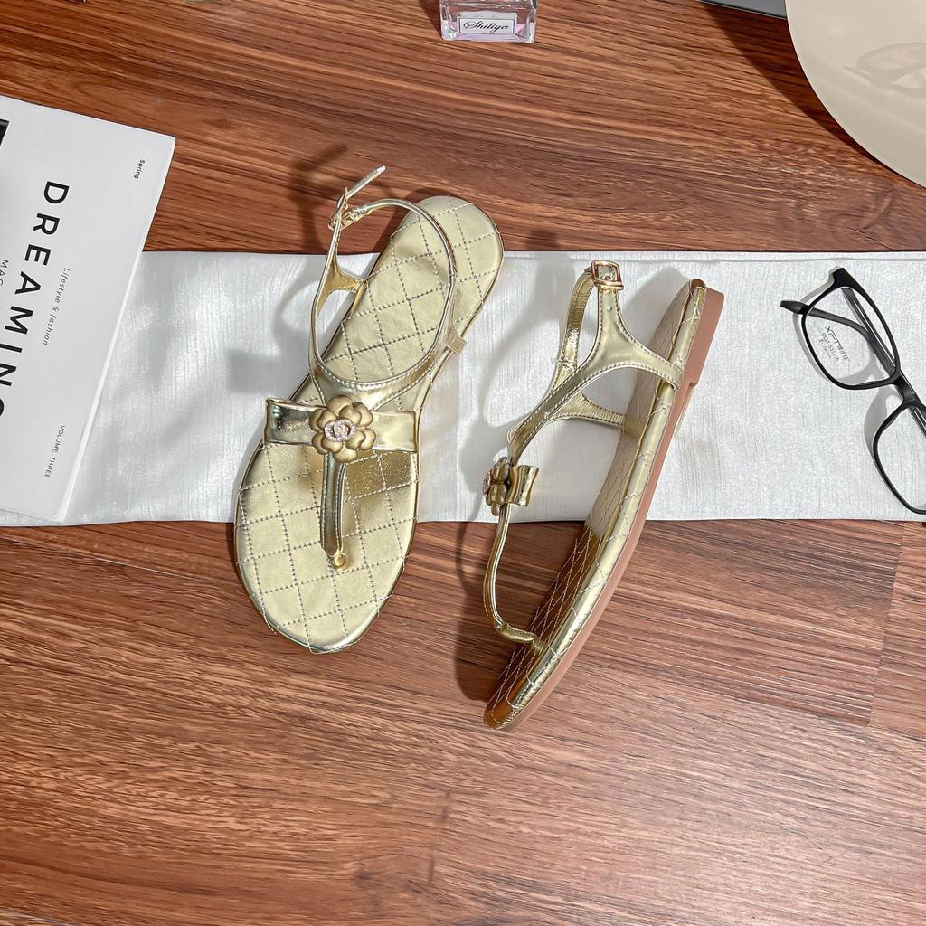 Yuanlitong Flat-soled Sandals Female Toe Fairy Style Temperament Soft-soled Slippers Female Summer Versatile Casual Cool Slippers Female