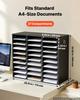 Wood Literature Organizer 27 Compartments Office Mailboxes Black, Countertop Literature Sorter for Files Documents Papers, with Adjustable Shelves,