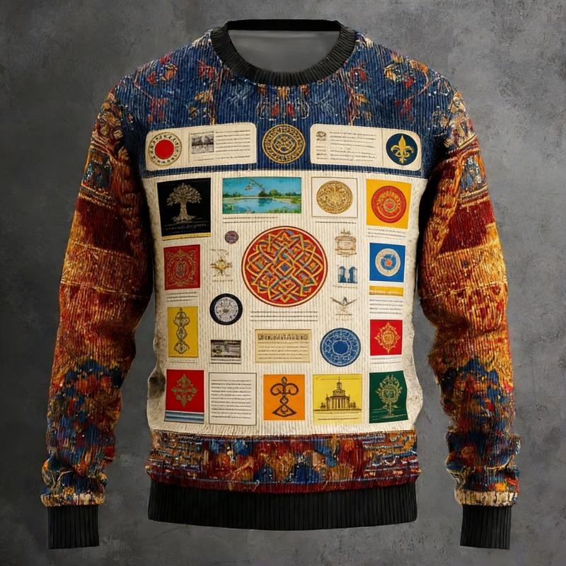 Men's Tree Of Life Pullover Sweater Jumper Knitwear Crewneck Retro Casual Vacation Daily 3D Print Long Sleeve Spring Fall Winter