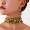 Bohemian Indian Style Rhinestone Tassel Necklace & Earrings Set for Women