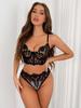 Sexy, von Frankreich inspirierter, ultradünner Spitzen-BH & String-Set für Damen - Transparentes, ausgeschnittenes Design mit hochgeschnittenem Slip