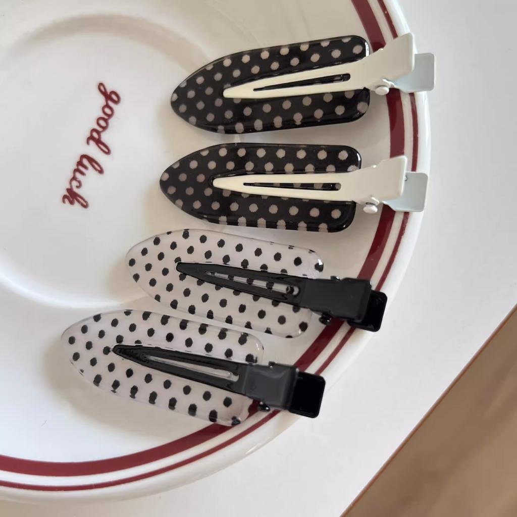 1/ 4pcs Korean Sweet Polka Dot Hair Clips Retro Fahion Hairpins for Women Girls Cute Headdress Outfits Hair Styling Accessories