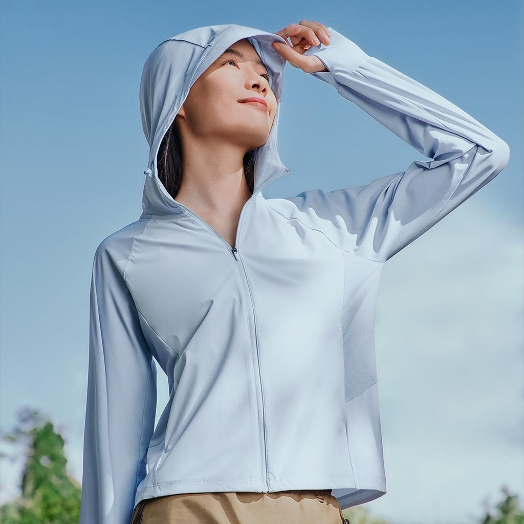 Skechers Letter Print Hooded Quick-Dry Zipper Comfortable Casual Sports Long Sleeve Sun Protection Jacket Women jackets Blue P224W168-03VQ