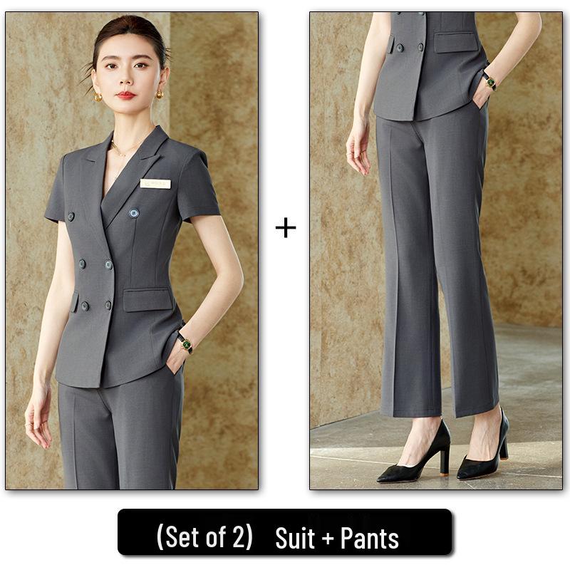 Damen Blaue Anzug-Set: Hochwertige professionelle Kleidung für Herbst/Winter, perfekt für Business, Vorstellungsgespräche und formelle Anlässe.