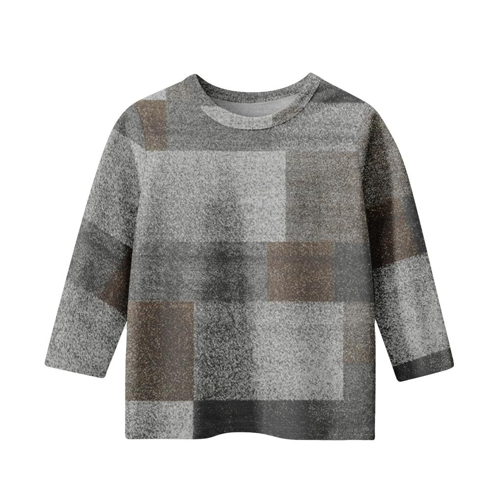 Children's 3/4 Sleeve Tops Casual  Print T Shirt Round Neck Pullover Blouse