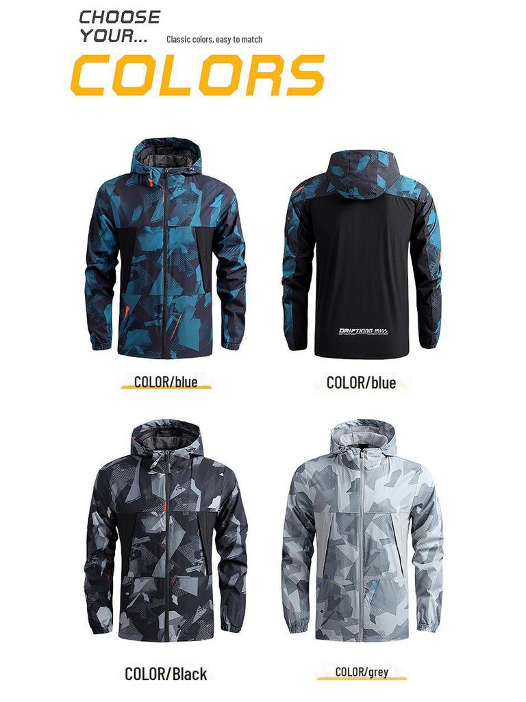 Men's Spring & Autumn Quick-Dry Hooded Windbreaker - Lightweight Outdoor Sports Jacket