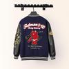 Tide Brand AC Milan Embroidered Leather-Sleeve Versatile Baseball Jacket