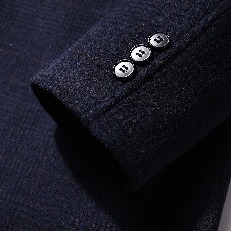 Men's Plaid Wool Blend Winter Overcoat