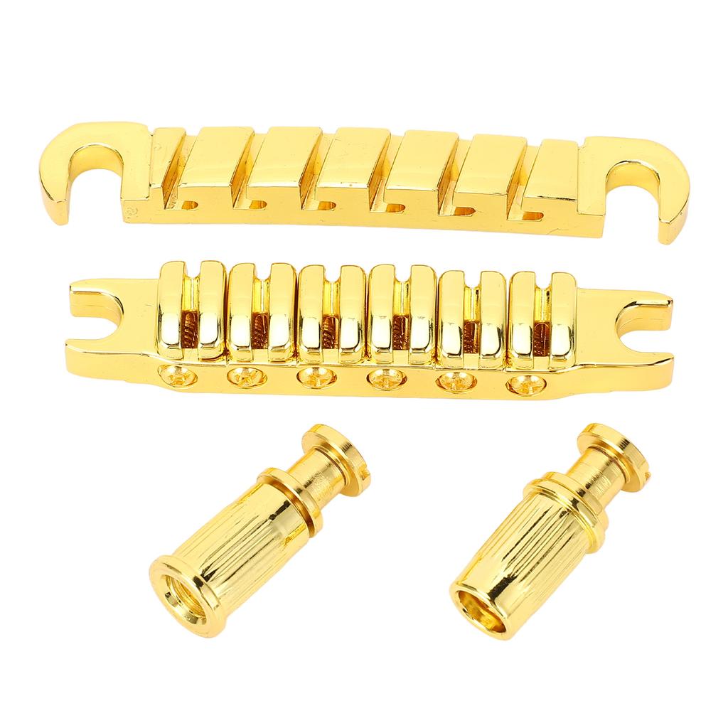 Split Guitar Bridge Zinc Alloy Individually Adjustable 10.4mm Guitar String Through Bridge Replacement for LP Gold