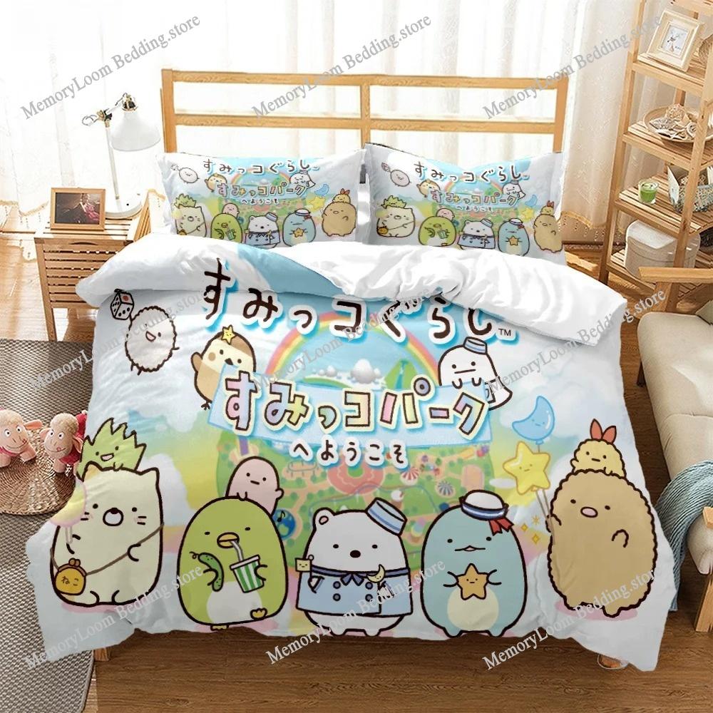 Cartoon Sumikko Gurashi Anime Niedliche Bettbezug Lustiges Kawaii Bettwäsche-Set Weicher Bettdeckenbezug und Kissenbezug Einzel_Doppel_Queen_King