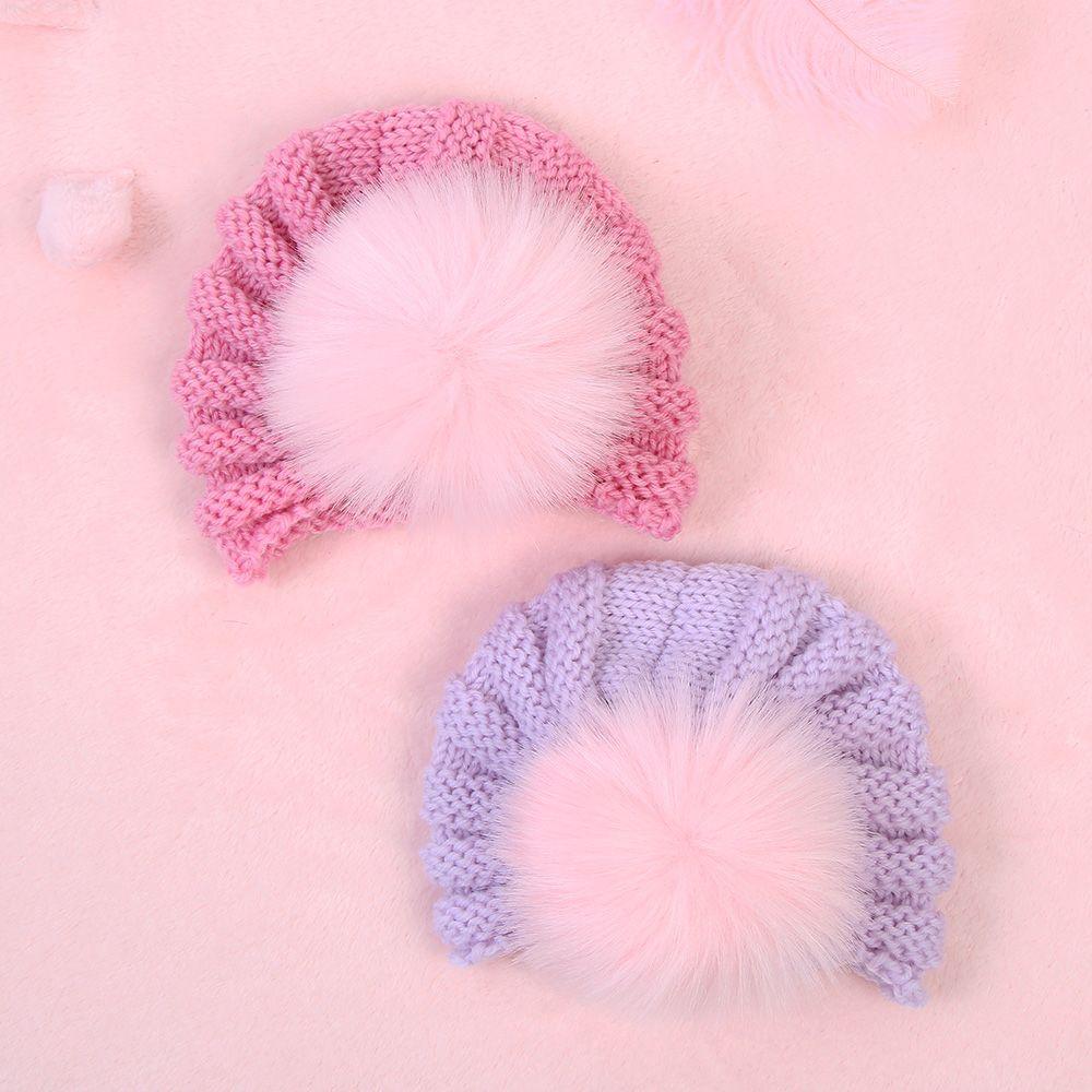 Boy Girl Toddler  Winter Warm  Indian Turban Fur Ball  Knot Baby Knit Hat
