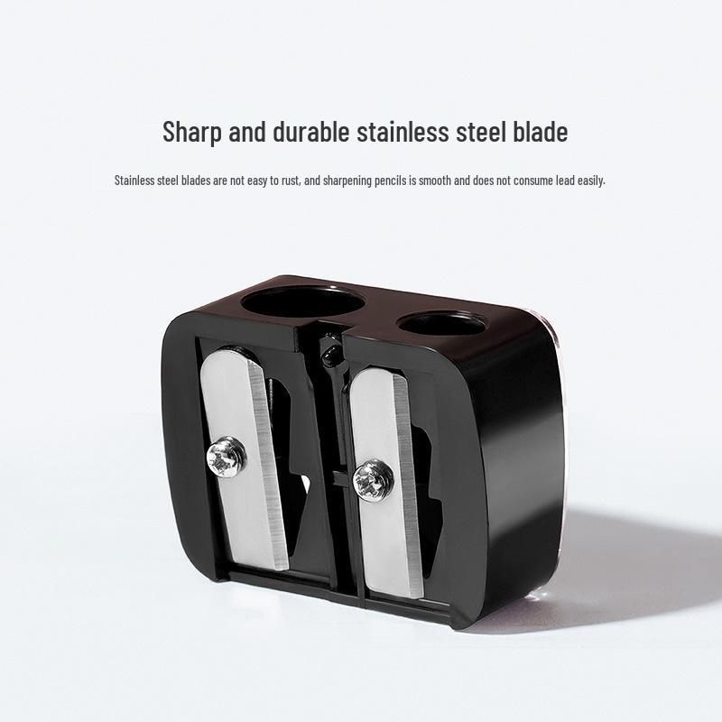 Dual-Hole Makeup Pencil Sharpener with Sharp Stainless Steel Blades for Large & Small Pencils