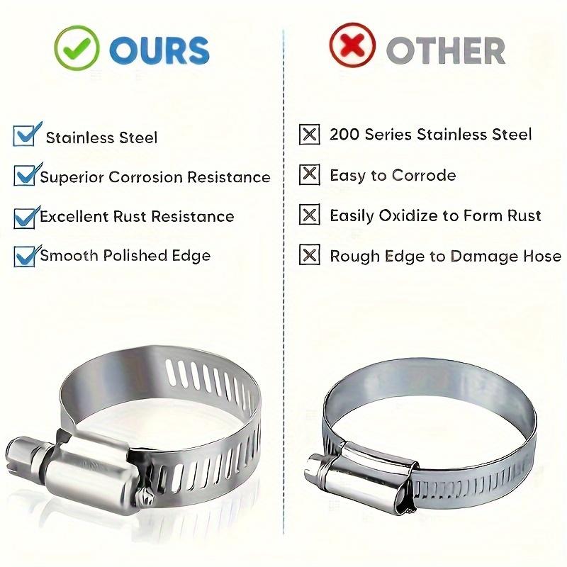50pcs Stainless Steel Hose Clamp Kit, 1/4" To 1-1/8" T-Bolt, Worm Gear Design, Secure Clamp for Plumbing & Automotive, Metal, Ring Shaped
