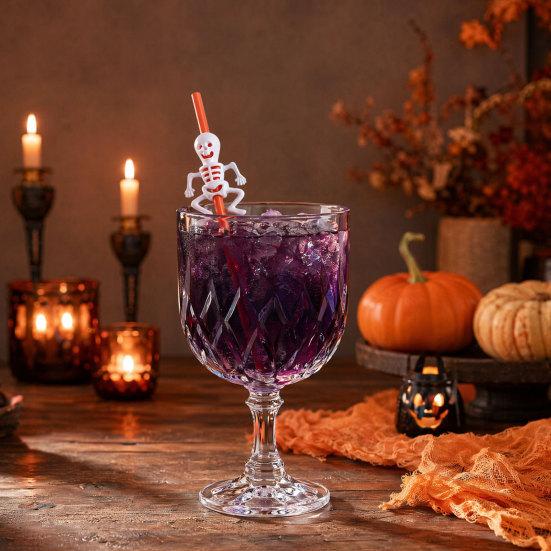Yousheng Plastic Halloween Straw, Spooky Pumpkin Skull Skeleton Drinking Straw for Halloween Party Favors, Kitchen Table Decor