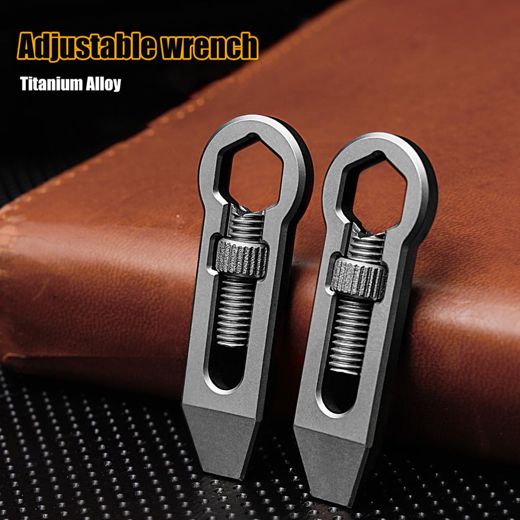 10g Creative Mini Titanium Alloy Crowbar Multi-function Adjustable Spanner Keychain Necklace Pendant Outdoor EDC Gadget Wrench