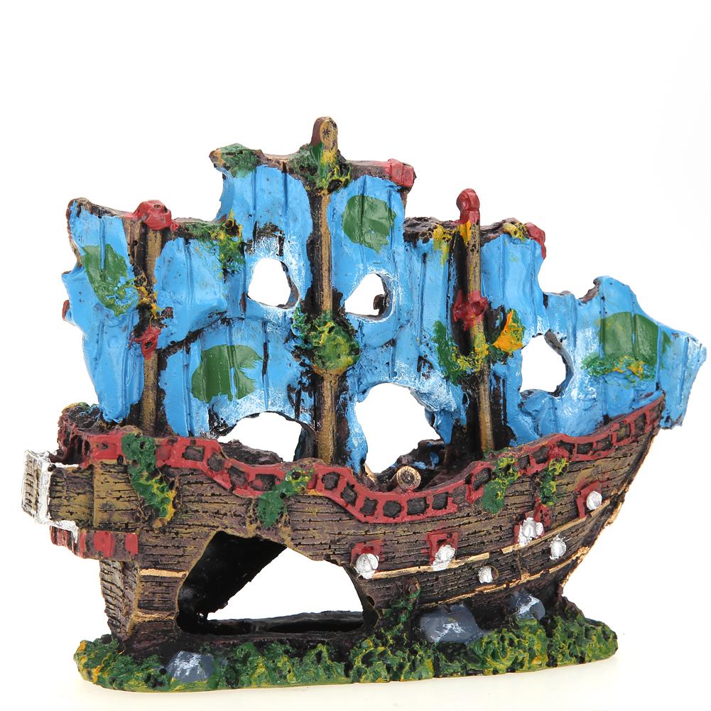Pirate Ship Wreck Ship Resin Ornament Resin Aquarium Ornament Sailing Boat Cave Fish Playing Toys Aquarium Accessories China Mainland