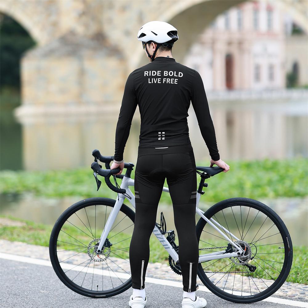 WOSAWE Conjunto de ciclismo masculino de outono, manga comprida, roupas de bicicleta, bicicleta de estrada, meia-calça longa, roupa esportiva para atividades ao ar livre
