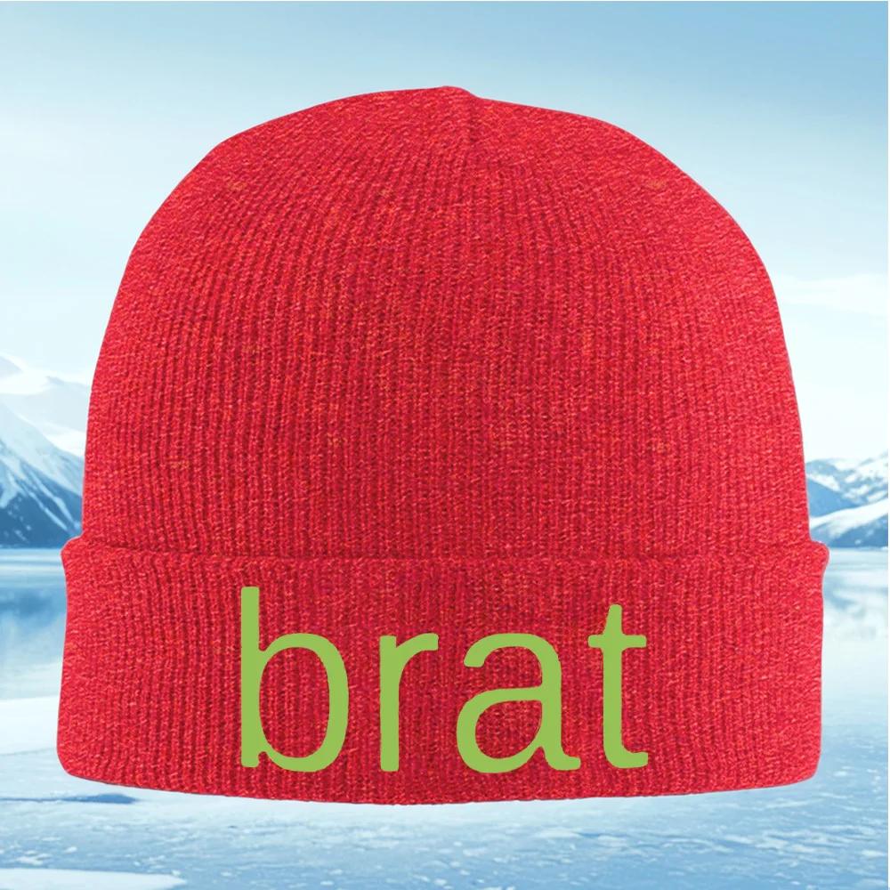 

Green word on black background Knitted Hat Unisex Women Unisex Beanie Pullover Cap Winter Thermal Warm Christmas Outdoor Cycling Hi