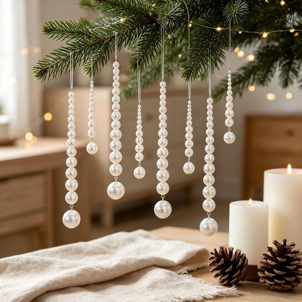 Home Decor Xmas Hanging Pendant Beaded Pearl Christmas Tree Hanging Party Decoration