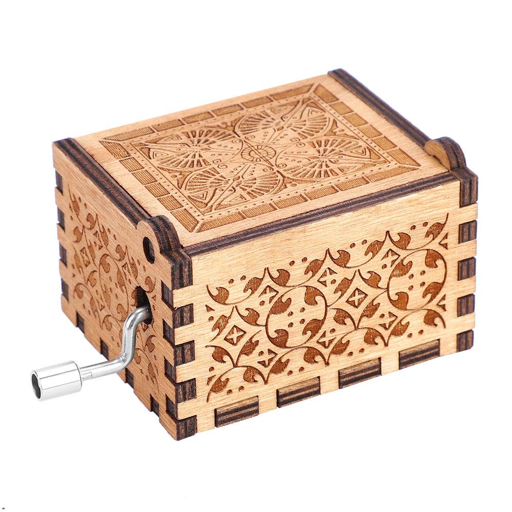 1pc Wooden Hand Crank Music Box Mechanical Classic Craft Birthday Gift (#3)