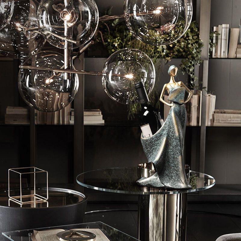 Modern Wine Cabinet Decor: Creative Red Wine Rack Handicrafts for Living Room and Entryway Display