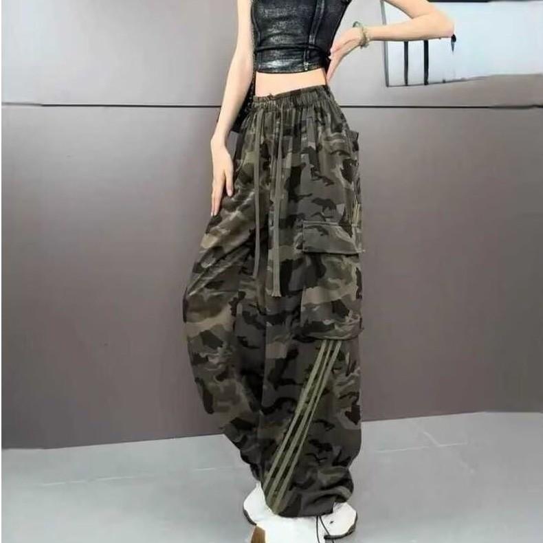 Pantaloni de lucru hip-hop camuflaj la modă pentru femei - Largi, versatili, cu stil retro subțiere