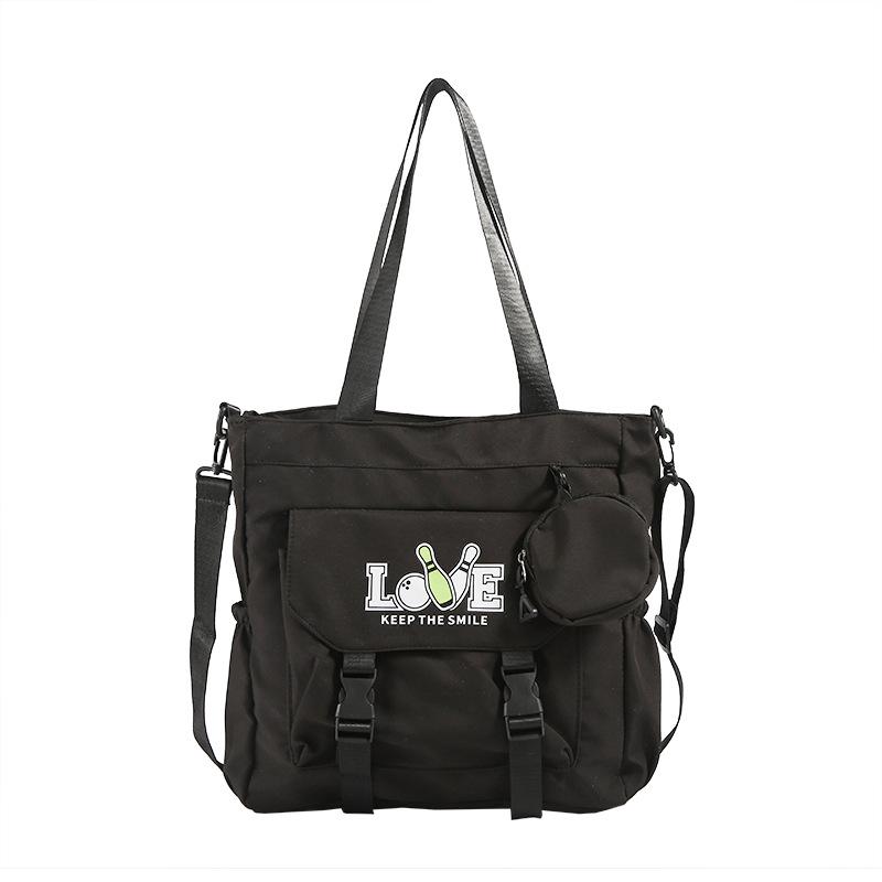Campus Style Simple Solid Color Large-Capacity Make-Up Bag Student Backpack Leisure Literary Shoulder Bag Hand-Held Schoolbag