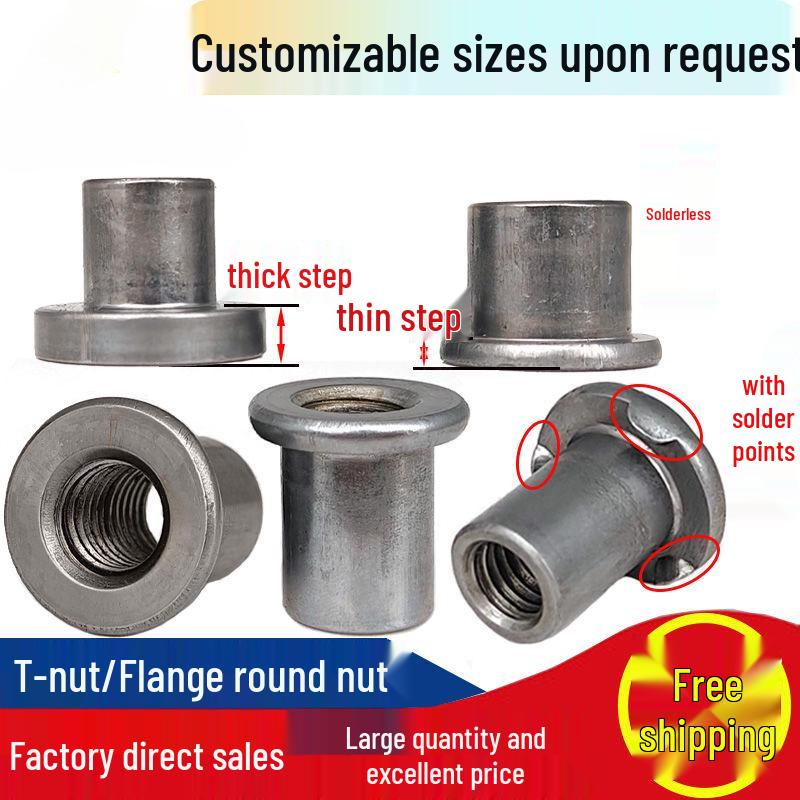 Svařovaná stupňovitá matice typu T s přírubou Kování za studena Železný plech T-víčko M6 M8