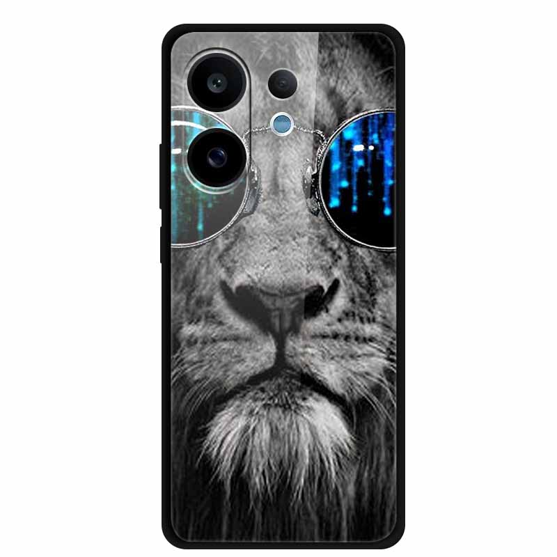 For Vivo V60 5G Glass Case Fashion Cool Animal Tempered Glass Back Cover Case For Vivo V 60 2025 Phone Cases 6.77" Fundas Coques