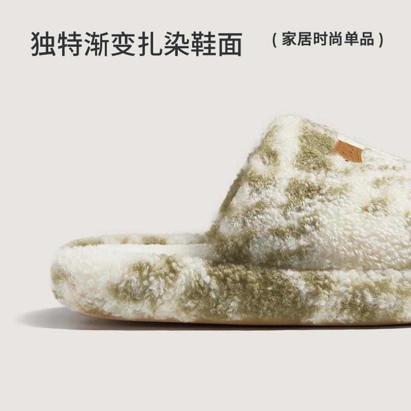 Simple cotton slippers new autumn and winter couples home indoor thick bottom non-slip piled warm fluffy slippers