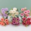 Artificial Silk Rose Bouquet 5 Heads Oil Painting Style Faux Flowers Wedding Decor Home Styling Photography Props