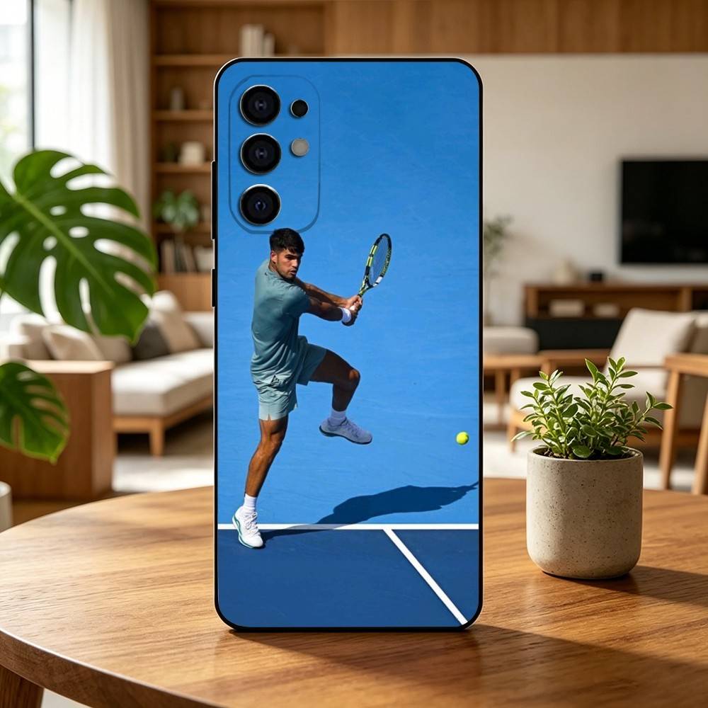 TenniS Carlos Alcaraz Phone Case Black Silicone Soft For Samsung S25,S24,S21,S22,S23,S30,Ultra,S20,Plus,Fe,Lite