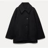 Women Tweed Coat Solid Color Suit Collar Long Sleeve Double Breasted Autumn and Winter Imitation Wool Mid-length Jacket