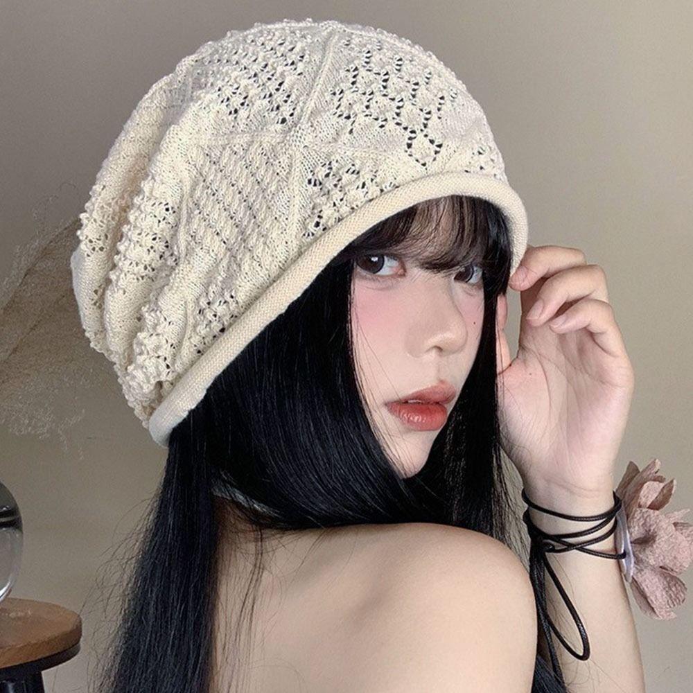 

Выдолбленная вязаная шапка повседневная шапка Skullies дышащая берет кепка для женщин