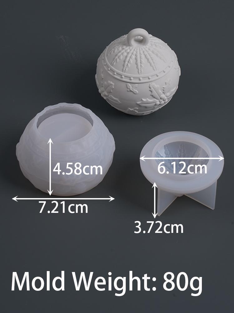 

3D рельефный круглый шар банка для свечи силиконовая форма DIY рождественские украшения снежинки ягоды коробка для хранения поделки изготовление гипсовые смоляные формы