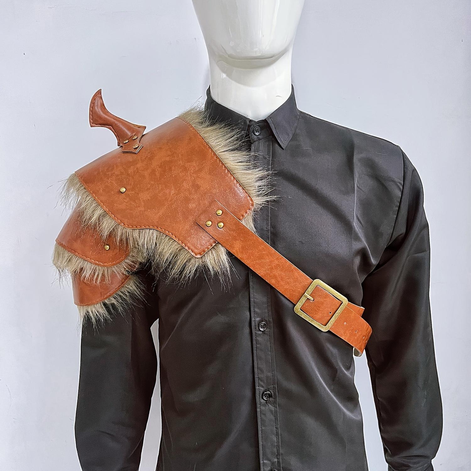 

1 шт./1 пара, наряд средневекового рыцаря викингов эпохи Возрождения, 2 цвета, шаль на плечо из искусственной кожи с краями из искусственного меха, привет brown single