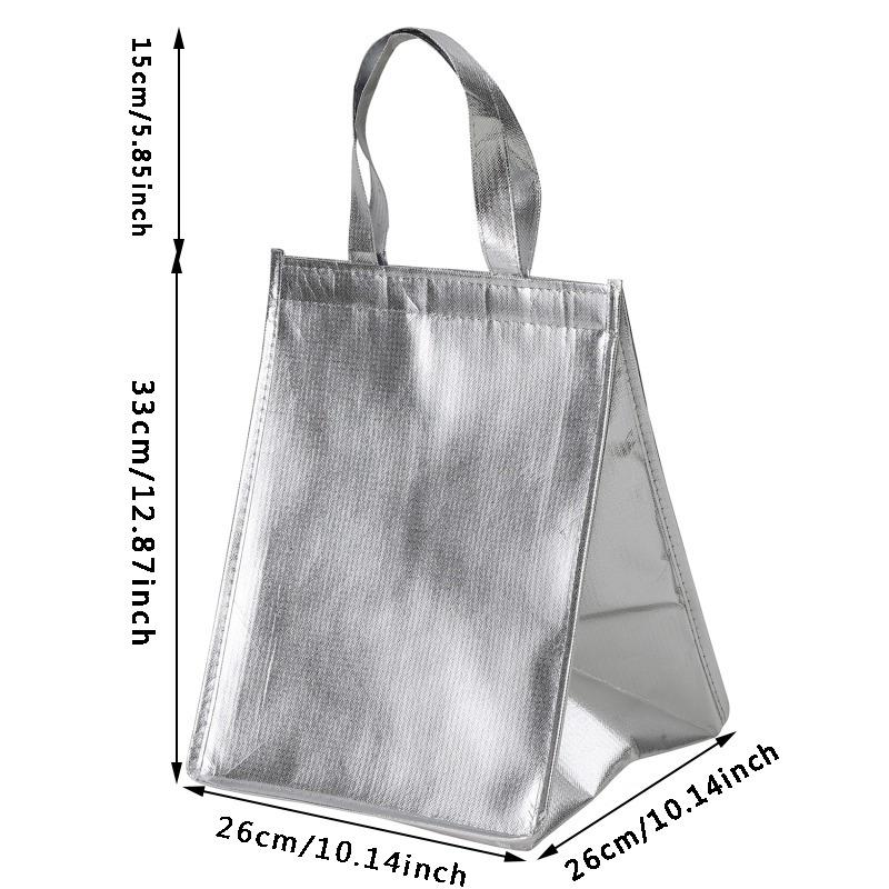 Thermal Bag Insulated Lunch Time Cake Sandwich Drink Fresh Storage Big Square Refrigerated Foil Food Bags Coffee 1Pc Silver