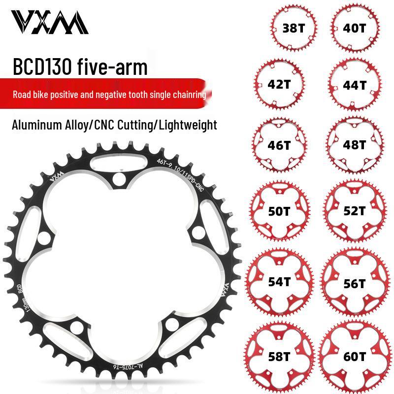 

Система шатунов для шоссейного велосипеда с одной звездой 110/130 BCD с положительными и отрицательными зубьями, доступна в вариантах 38T, 50T, 52T, 54T, 56T, 58T и 60T. 110BCD Black