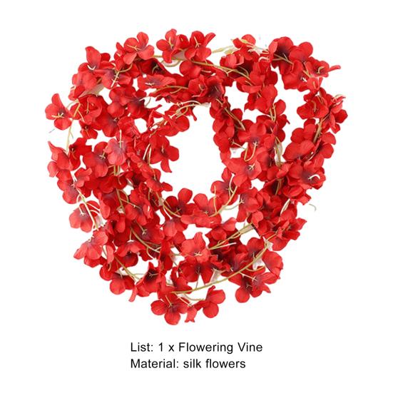 Simulation Hydrangea Vine No Watering DIY Faux Silk Flower Ornamental Fake Hydrangea Flower Vine Garden Decor for Party