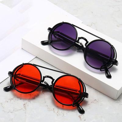Vintage Retro Okrągłe Okulary Przeciwsłoneczne dla Mężczyzn Kobiet Okulary Cyber Punk Gotyckie Steampunkowe Okulary Przeciwsłoneczne Okulary Retro Okulary Steampunk