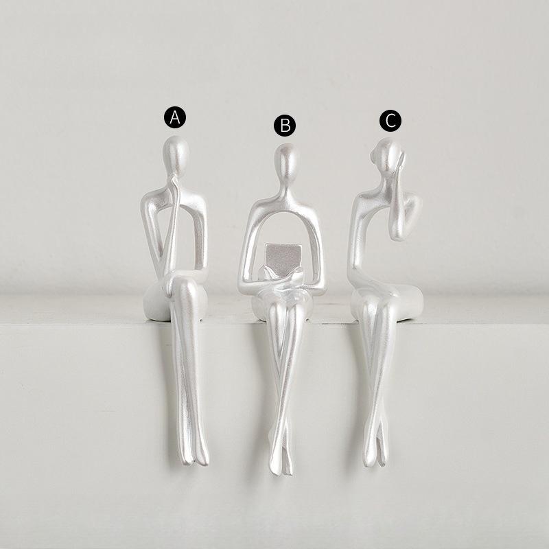 

3-Piece Abstract Human Figure Sculpture Set, Modern Resin Art Statues for Home Office Desk Shelf Decor, Unique Artistic Gift білий