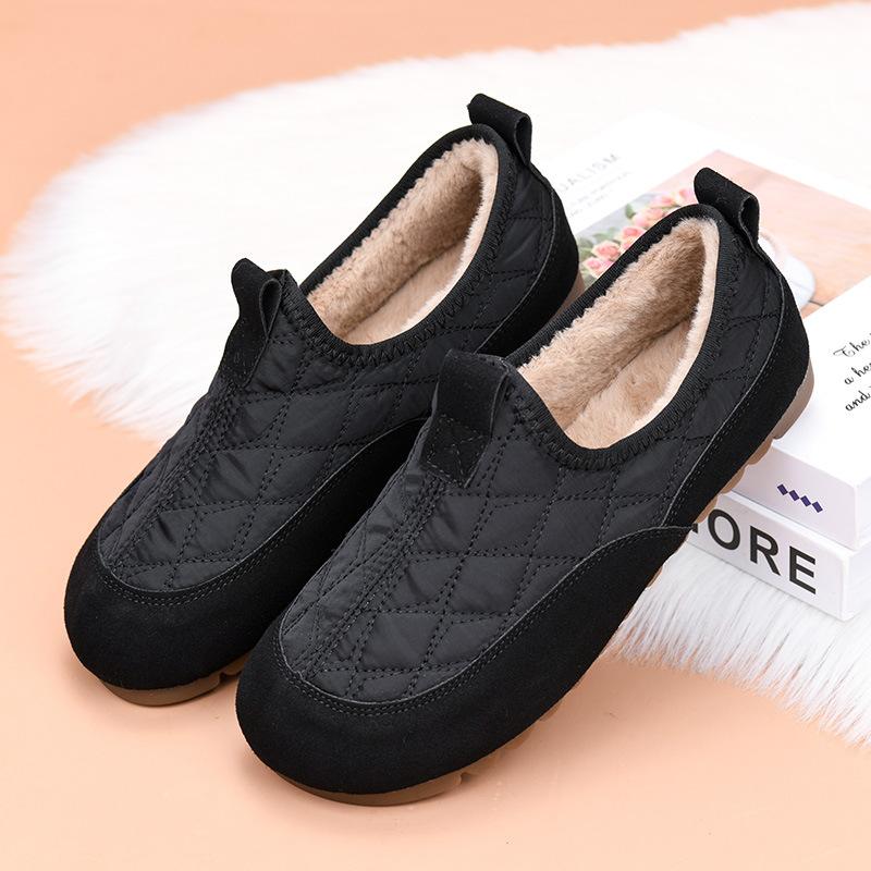 Processing custom old Beijing winter cloth shoes women's velvet soft sole one-pedal cotton shoes casual fashion warm Doudou shoes