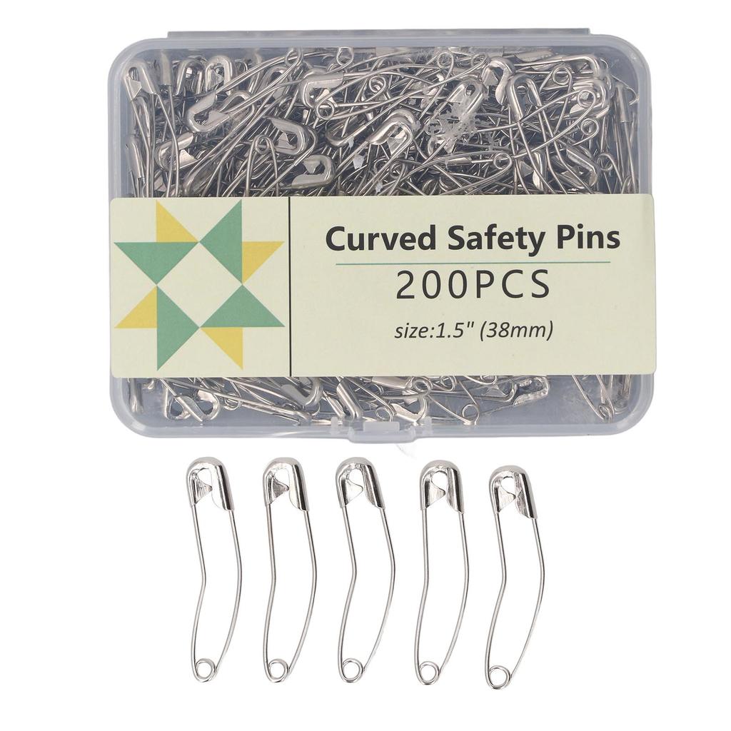 Curved Security Pins High Strength Rustproof Steel Wire Bent Pins for Quilting Sewing Knitting 1.5
