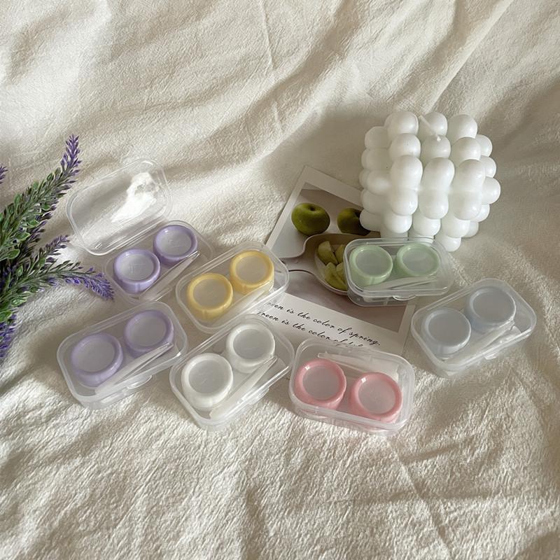 Contact Lens Holder with Tweezers Compact Transparent Plastic Case for Safe Hygienic Storage Anywhere