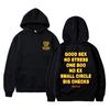 Good Sex No Stress One Boo No Ex Small Circle Big Checks Graphic Hoodie Men Women Y2k Casual Loose Sweatshirt Male Funny Hoodies