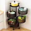 Kitchen Storage Cart 5 Tier Circular Rotating Basket Large Storage Rack with 360 Degree Wheels Fruit Vegetable Metal Wire Shelf with Top Lid