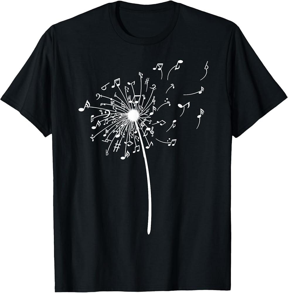 

Funny Music Notes Gift For Men Women Cool Dandelion Flower TShirt Unisex T-Shirt L
