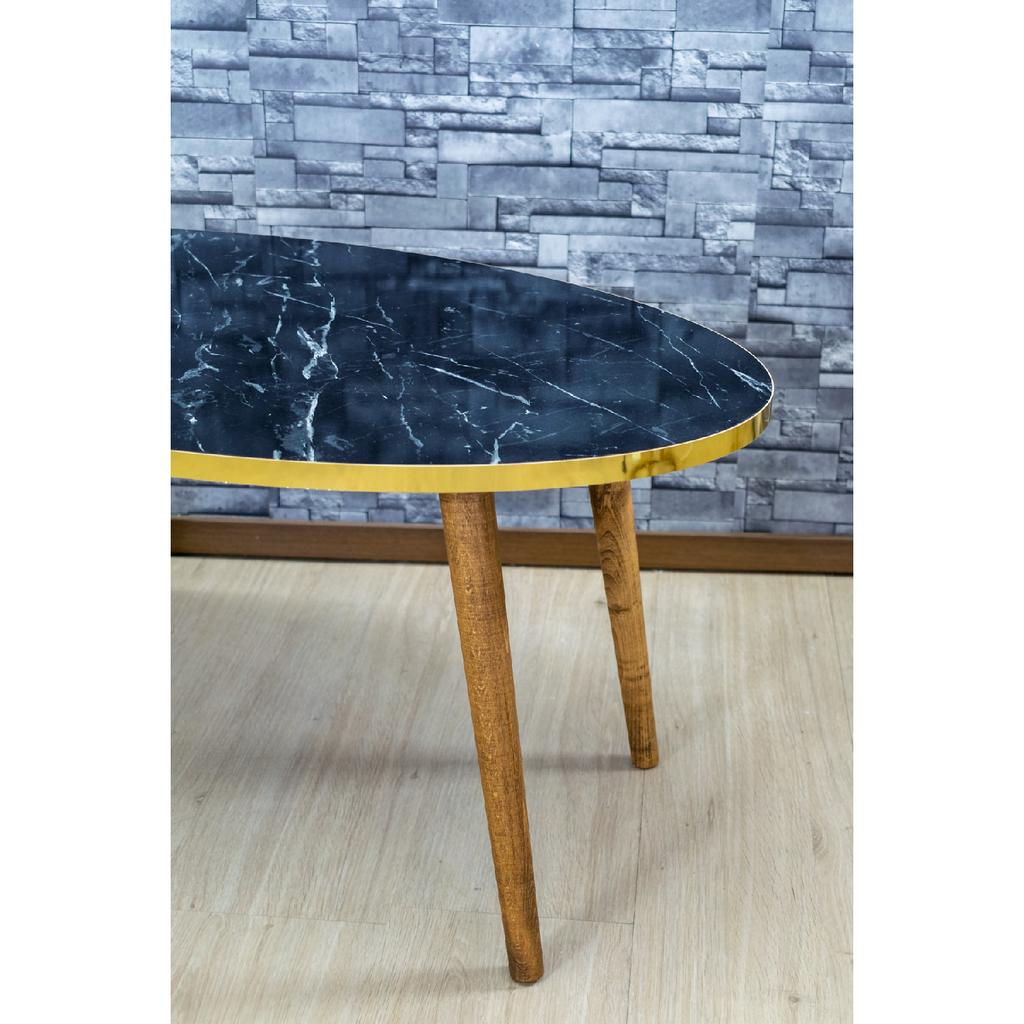 Center Table Wooden Turned Leg Ellipse Efes Gold