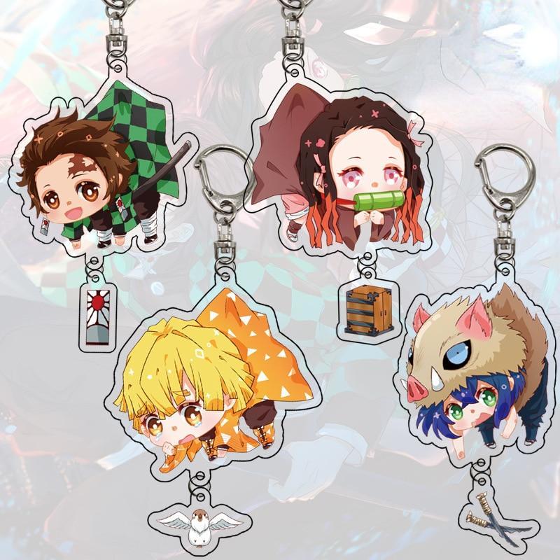 Anime Demon Slayer Kimetsu No Yaiba Tanjiro Kamado Cosplay Keychain Akryl Cartoon Keychain Keyring Přívěsek