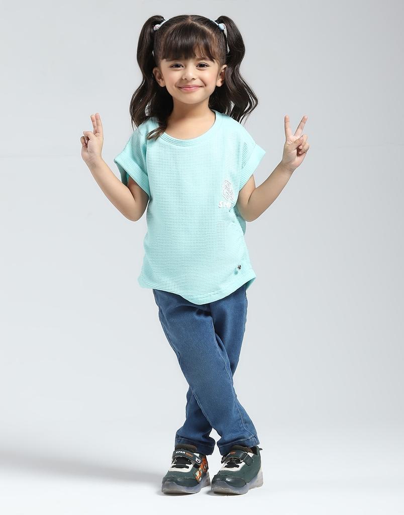 Monte Carlo Girls Round Neck Half Sleeve Top